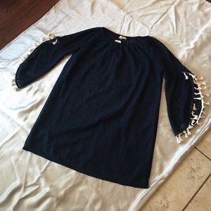 “indigo soul” crochet tassel dress, navy